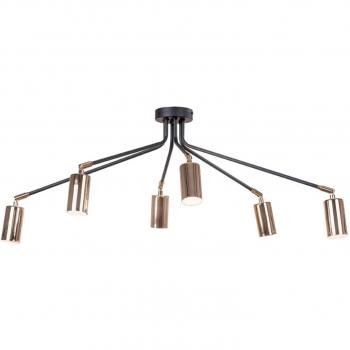 Domiluce Black/Gold Six-Bulb Ceiling Light, Orbit