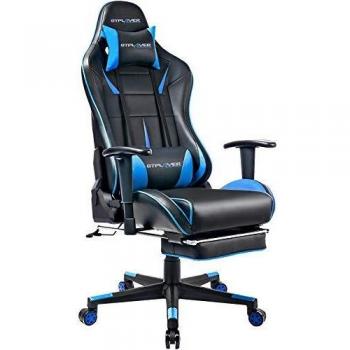 GTPLAYER Gaming Stuhl Bürostuhl Schreibtischstuhl Kunstleder Gamer Stuhl Drehstuhl höhenverstellbarer PC Stuhl Ergonomisches Design mit Fußstütze und Wippfunktion (Weiß)