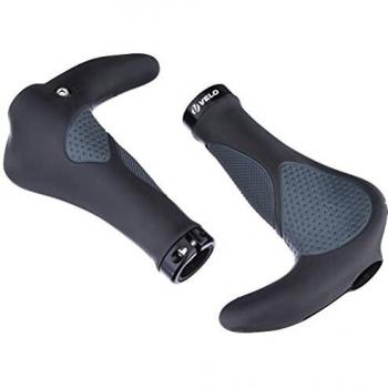 ERGOGEL D3 Fahrradgriff, ergonomische Form, Gel-Schraubgriff, Länge: 140/92 mm, schwarz/grau