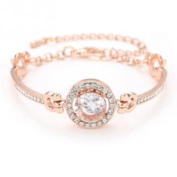 Großer Zirkon Armreif in Roségold und Silber für Frauen