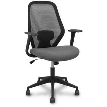 Silla Ergo529 Negra y Gris – Malla Transpirable, Asiento Tapizado