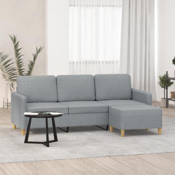 Light Grey 3-Seater Sofa with Footstool 180 cm