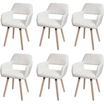 MCW Esszimmerstuhl Set A50‑II 6‑Platz – höhenverstellbare Fußbodenschoner, creme