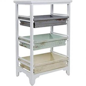 Casa Padrino Holzregal Landhausstil Weiß/Mehrfarbig 54 x 32 x H. 86 cm