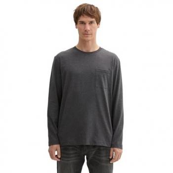 TOM TAILOR Langarmshirt Herren grau XXL Bio-Baumwolle