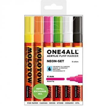 One4All 227HS Neon Acrylic Pens, 6 Pack