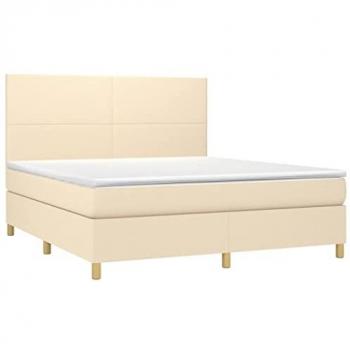 VidaXL Boxspringbett 160x200 cm Cremefarben mit Matratze