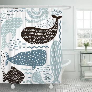 Cortina de Ducha Lobo Marino y Ballena 180x180cm