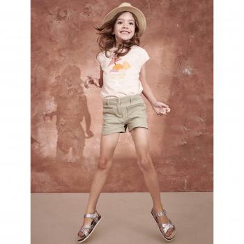 Short Floral Irisado para Niña en Color Liquen