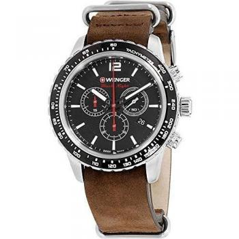 Wenger Herren Roadster „Black Night“ Uhr – 45 mm, Swiss Made, Analog Quarz, 100 