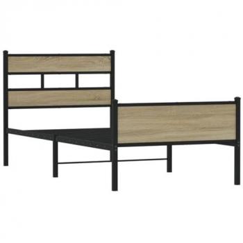 VidaXL Bettgestell aus Holzwerkstoff 90x200 cm Sonoma-Eiche ohne Matratze