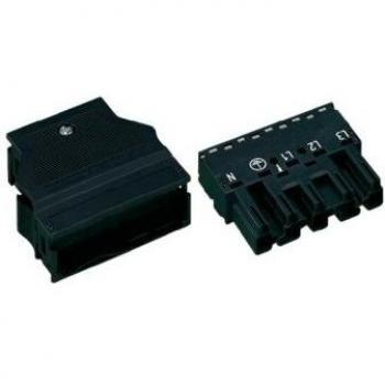 WAGO 770-115/K010-165 Power Connector, WINSTA MIDI, 4 Pins + PE, 25 A, Black