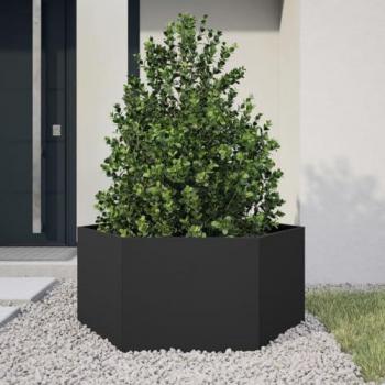 VidaXL Vaso de Jardim em Aço Preto, 104x90x45 cm, Lâmina Hexagonal
