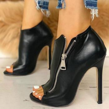 8cm Thin High Heels Women’s Zipper Peep Toe Gladiator Shoes