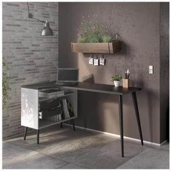 DMORA Scrivania Modulare 145x76 cm in Bianco e Nero