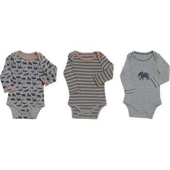 BÄRICHES BABYS-INTERLOCK 3er-Pack mit Elefant-Druck (Grau/Anthrazit) – Größe 62/68