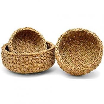 Juego de Cestos de Esparto 3 Piezas 30 cm
