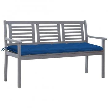 VidaXL Banco de jardín 3 plazas madera eucalipto gris y cojín 150 cm