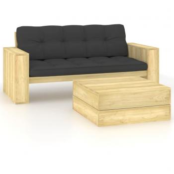 Sofá Jardinera VidaXL 2 piezas con Cojines de Pino Tratado