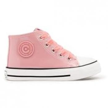 Zapatillas Altas de Charol Rosa para Niña con Cremallera Lateral