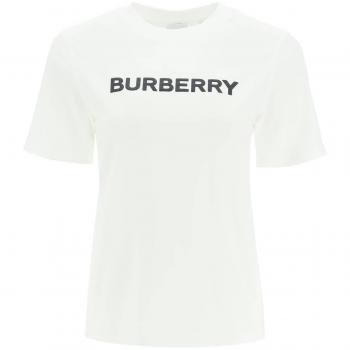 Burberry Women's White Logo Cotton T-Shirt, Size Large