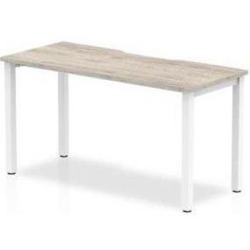 Evolve Plus 1400mm Single Starter Desk Grey Oak Top White Frame