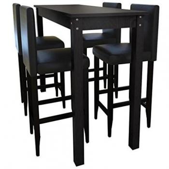 Black Bar Table Set with 4 Bar Stools