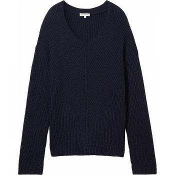 TOM TAILOR Pullover Damen, V-Ausschnitt, dunkelblau, XL