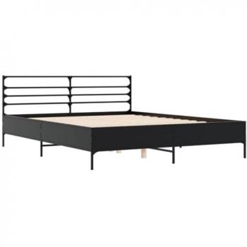 VidaXL Letto Nero 160x200 cm in Legno Multistrato e Metallo