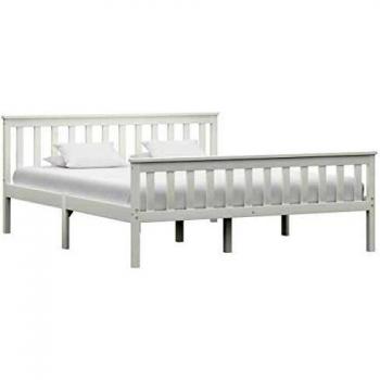 Vidaxl Bed Frame without Mattress White Solid Pinewood 160x200 cm