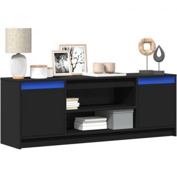 Mueble de TV moderno TORANA con LED en madera negra 139,5x34x50 cm