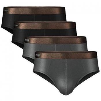 David Arcy Men's Bamboo Rayon Briefs – High‑Fit Ultra‑Soft, Black & Dark Grey, L