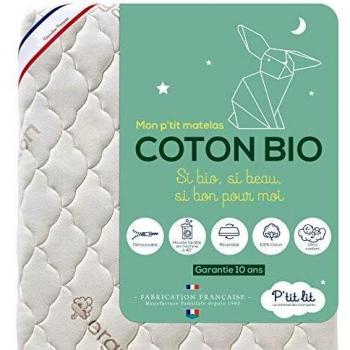Matelas pour lit bébé en coton bio sans traitement chimique 60x120 cm