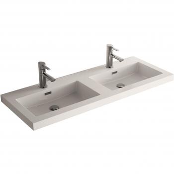 Cygnus Bath Lavabo Carga Mineral Doble Poza 120 cm Blanco Brillo