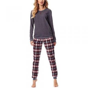 Merry Style Pigiama Manica Lunga Donna MS10-168 Mélange Scuro Bordeaux XXL