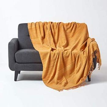 Rust Tie Dye Cotton Chenille Sofa Bed Throw, 150 x 200 cm