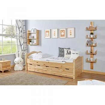 Letto Leni 90x200 Pino Natura con Cinque Cassetti