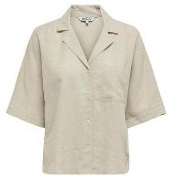 Camisa de mujer Only Tokyo, lino, hombros caídos, color beige