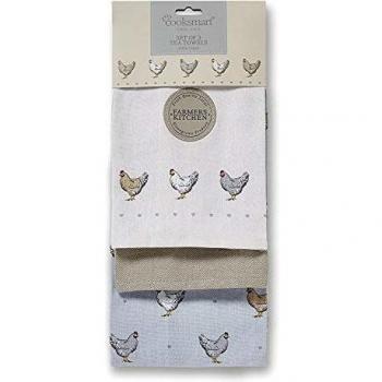 Country Cottage Cotton Tea Towels – 3‑Pack