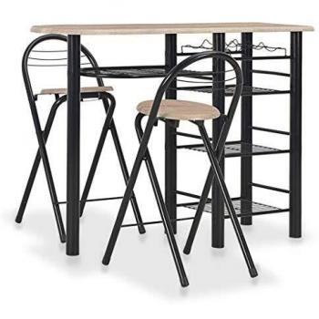 VidaXL 3-teiliges Bar-Set mit Regalen aus Holz und Stahl