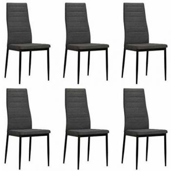 Sedia da Pranzo 6 pezzi Grigio Scuro in Tessuto