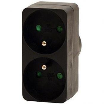 CHACON Domino Biplite noir 2x16A sans interrupteur 48004