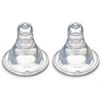 Pigeon Peristaltic Silicone Teat, Slim Neck, Size S (0-3 months), 2 Pack