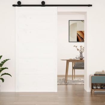 Puerta de Granero Blanca 100x1,8x204,5 cm de Madera Maciza