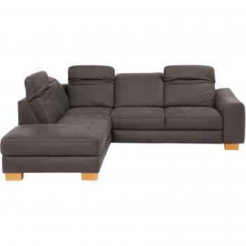 HomeAffair Ecksofa Dundee L‑Form in Anthrazit mit optionalem Kopfteil und Schlaffunktion
