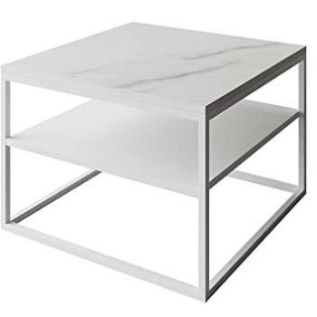 Lookway NOVA MARMOR Couchtisch – 68,5 cm Breite, Ablage, weiß