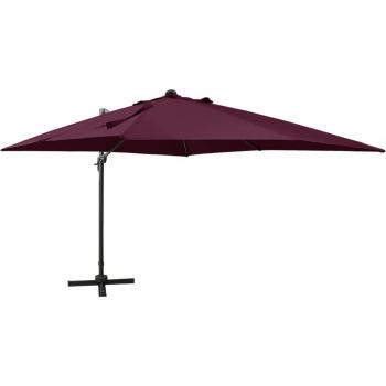 Jardin Lumineux : Parasol Déporté rouge bordeaux 300 cm avec LED