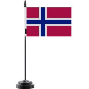 Polyester Table Flag: Svalbard & Jan Mayen – 14 × 21 cm, Plastic Mast, Multicolored