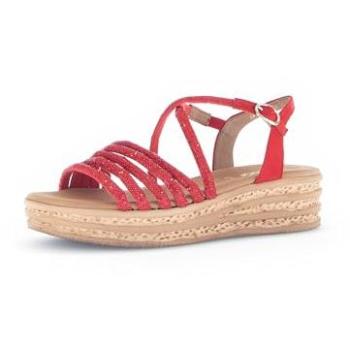 Sommerschuh GABOR Rot, Damen Gr. 40 – Keilsandalette aus Synthetik & Ziegenveloursleder