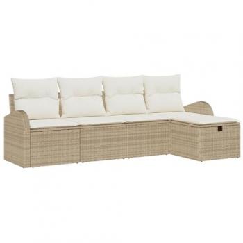 VidaXL Gartensofa-Set (Beige, 5 Teile, Rattan) – Kissen & Stauraum